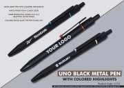  Uno Black Metal Pen with Colored highlights 