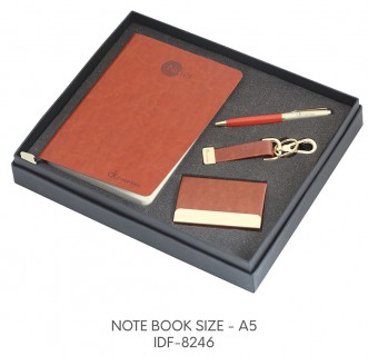  Brown Note book Pen Keychain and Visiting card 