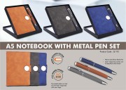 2 in 1 Set Magnetic Flap Notebook with Metal Pen in Gift Box 