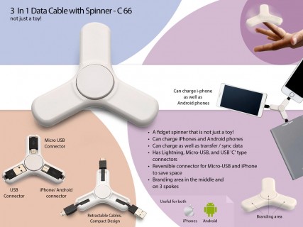 3 in 1 Data Cable with Spinner 