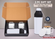 3 pc Gift Set  Insulated Square Steel bottle 