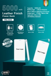 5000 Mah Power Bank Leather Finish