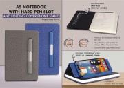 A5 Notebook with Hard pen slot and Folding cover Phone Stand 