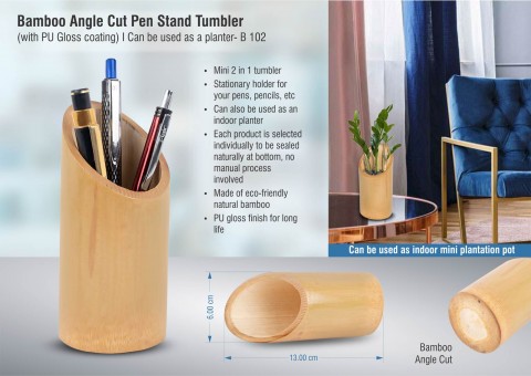 Bamboo Angle Cut Pen Stand Tumbler