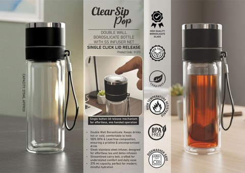 Borosilicate Bottle With SS Infuser Net  -375ml - Corporate Gifts