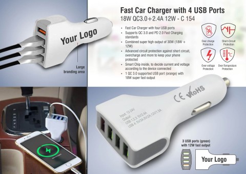 Car charger with 4 USB ports