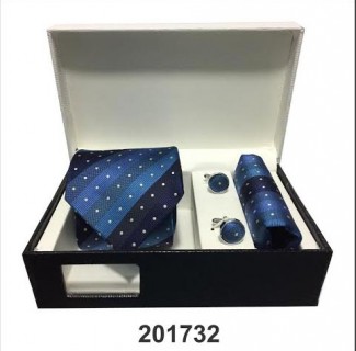 Co-ordinated Set of Micro Silk Tie + Kerchief + Cufflink-1732