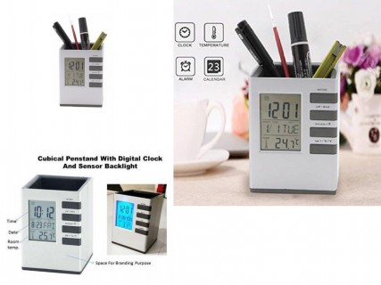 Digital clock wih pen stand