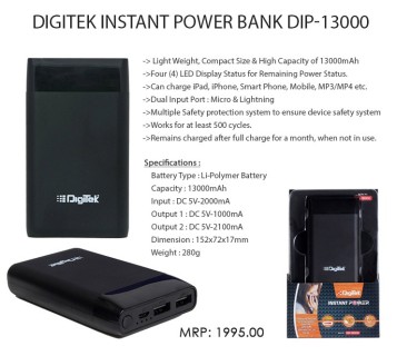 Digitek Power Bank 13000mAh