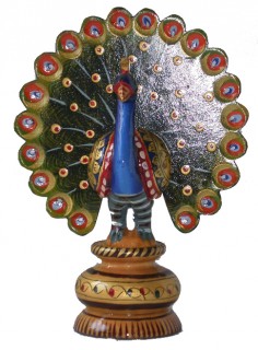 Ethnic Hand carved Dancing Peacock with Gold work