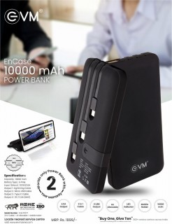 EVM Enable 10000 Mah Lithium Polymer Power Bank with LED Indicator and 2 Years Warranty