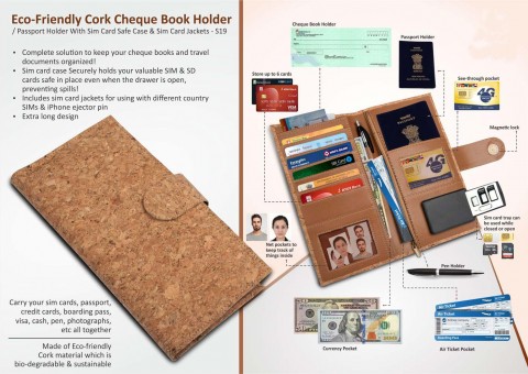 Eco-Friendly Cork Cheque Book Holder -S19