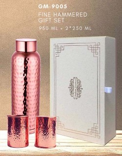 FINE HAMMERED COPPER BOTTLE WITH 2 MUGS -950ml