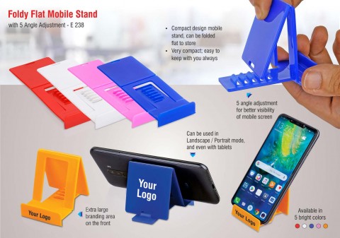 Flat mobile stand with 5 angle adjustment