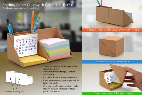 Folding Paper cube with calendar