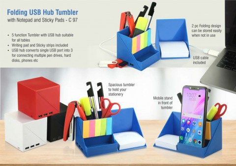 Folding USB hub tumbler