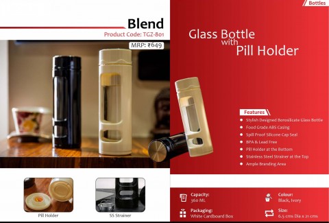 Fuzo - Glass Bottle with Pill Holder