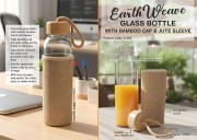 Glass Bottle with Bamboo Cap  & Jute Sleeve