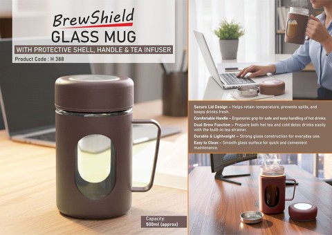 Glass Mug with Shell-500ml Glass Mug with Shell-500ml