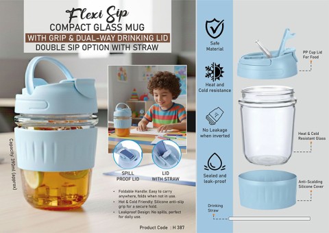 Glass Mug With Grip - 390ml - Corporate Gifts
