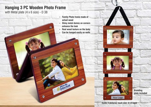 Hanging 3pcs wooden photo frame