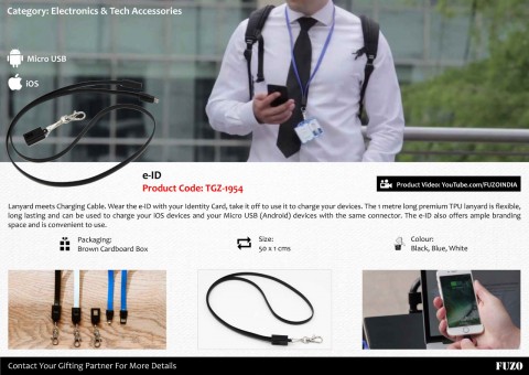 Lanyard with Charging Cable for iOS & Android