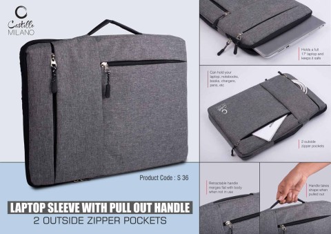 Laptop Sleeve With Pull Out Handle 