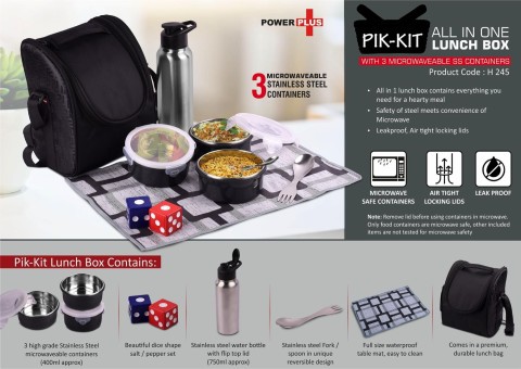 Lunch Box with 3 Microwaveable SS containers