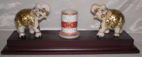 Marble Elephant with Penstand