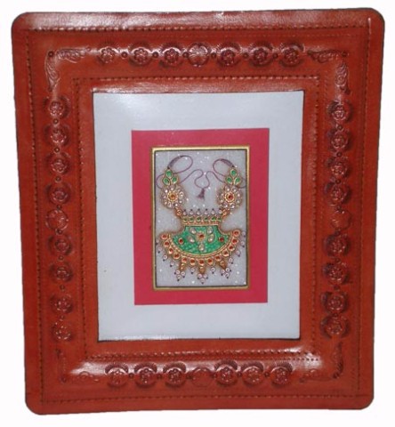 MARBLE PAINTINGS IN CARVED LEATHER