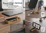 Mini Bamboo USB Hub with Backlight