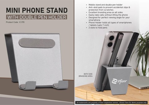 Mini phone stand with double pen holder