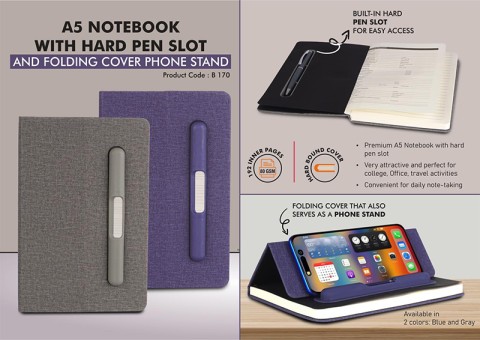 Notebook with Hard pen slot 