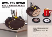 Oval Pen stand with 6 coasters  