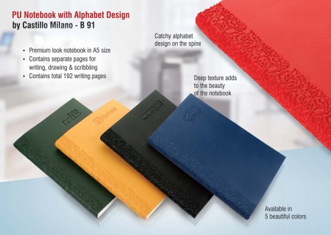 PU notebook with alphabet design