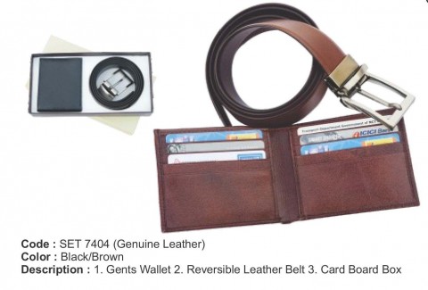 Pure Leather Belt And Walletgift Set-