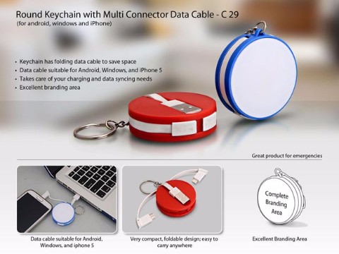 ROUND KEYCHAIN WITH MULTICONNECTOR DATA CABLE