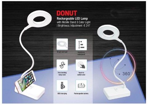 Rechargeable LED Lamp With Mobile Stand | 3 Color Light | Brightness Adjustment