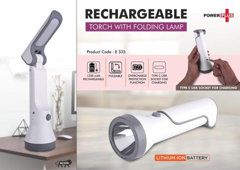 Rechargeable Torch with Folding Lamp