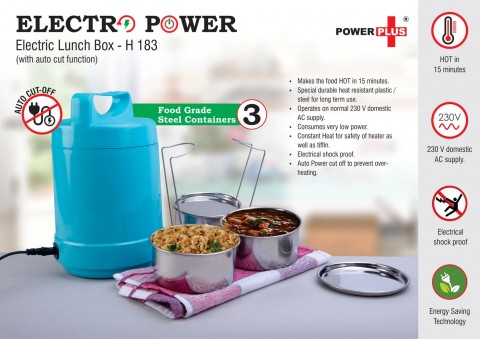 SS 3 Container Electric Steel Lunch Box