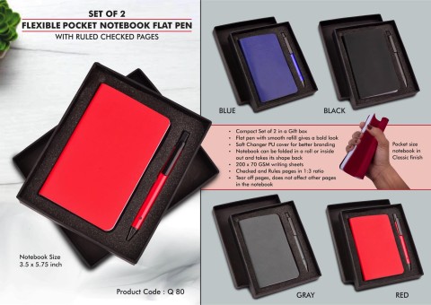 Set of 2 Flexible Pocket A6 Notebook