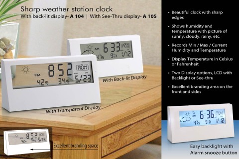 Sharp weather station clock with back light