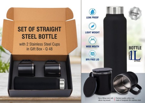 Steel Bottle with 2 Stainless steel cups