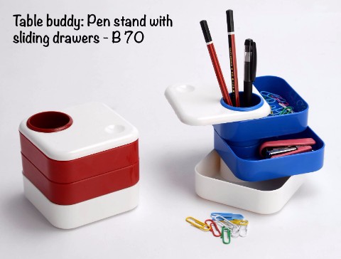 Table buddy Pen stand with sliding drawers