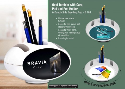 Tumbler with Card, Pad and Pen holder