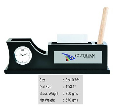 Wooden Desktop With Clock