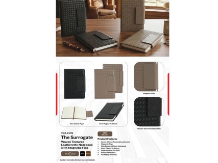 Woven Textured Leatherette A5 Notebook - Corporate Gifts